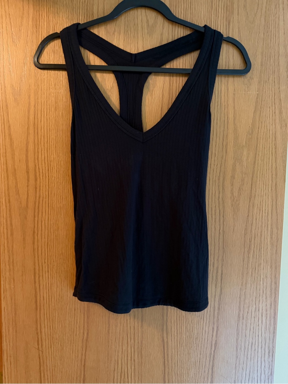 Athleta Black Ribbed V-Neck Racerback Tank